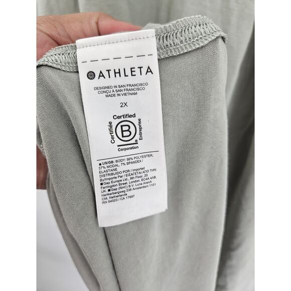 Athleta Women Size 2X Green Sage Box Top Relaxed Athletic Homecore Tunic Tee - Picture 5 of 5